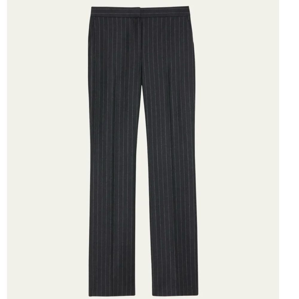 Theory Black Pinstripe Straight-Leg Pants